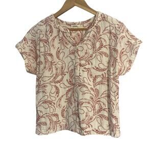 a.n.a. A New Approach top women's S cream red paisley cotton gauze boho peasant